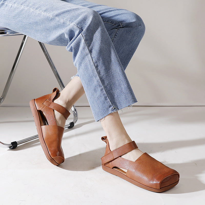 Women's Soft Strap Leather Flats