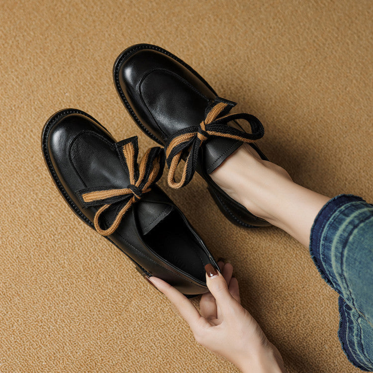 Women's Bow Leather Loafers