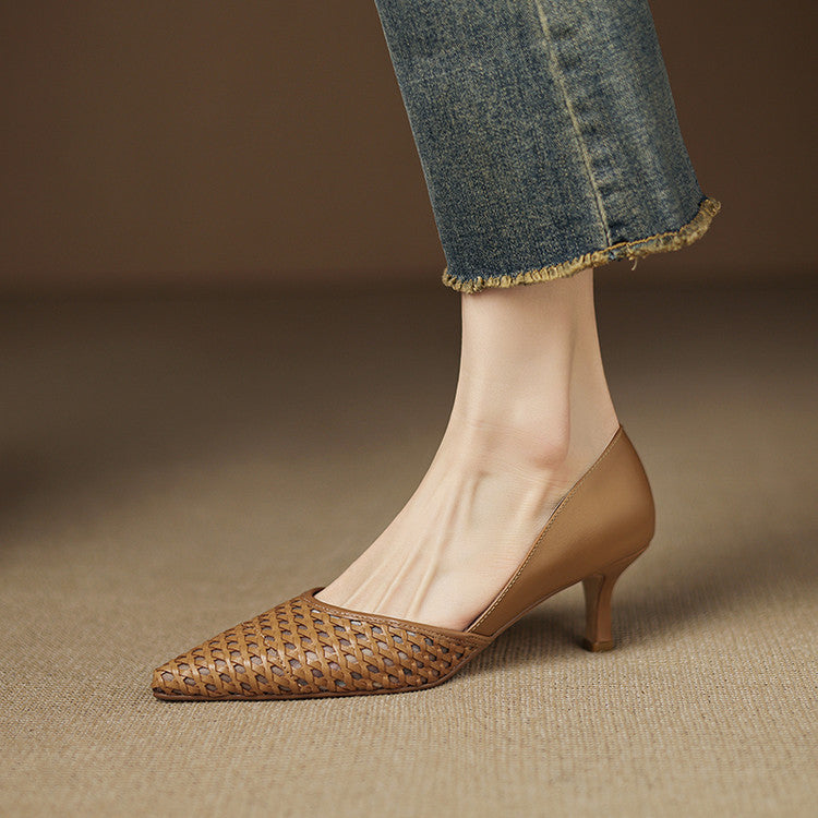 Women's Woven Leather Heels