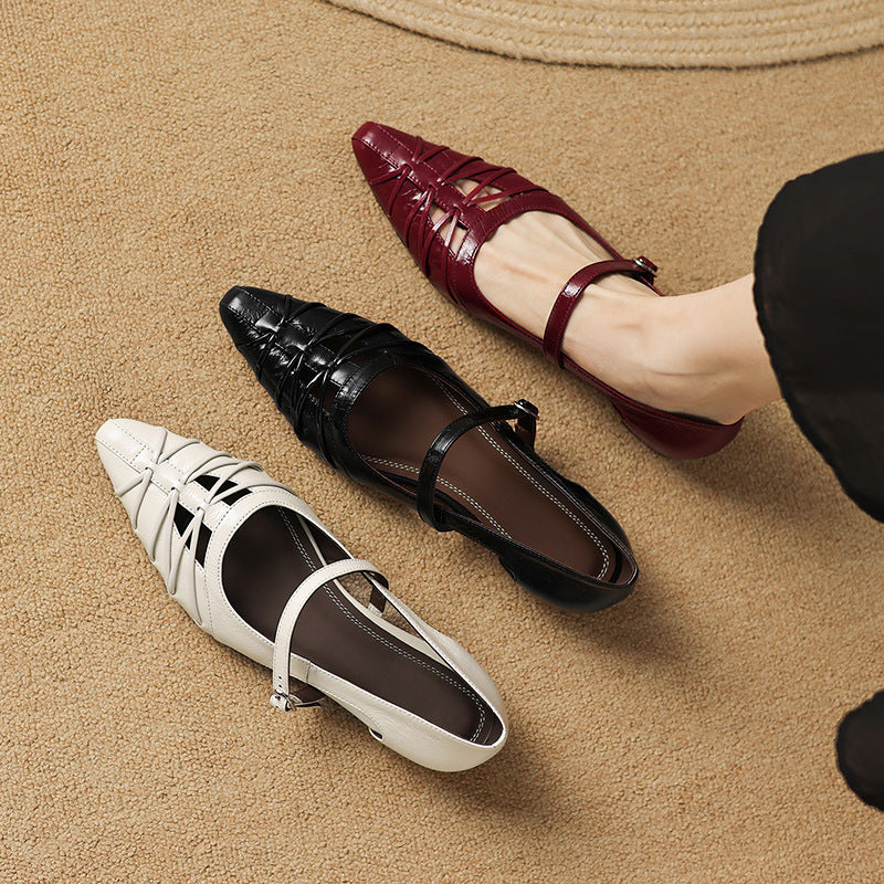 Clairvette™ | Pointed Lattice-Cut Mary Jane Flat