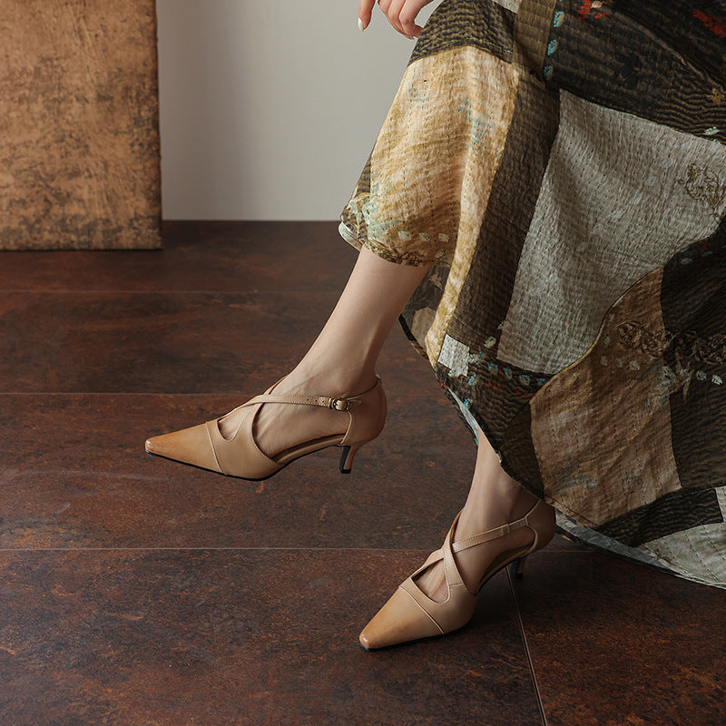 Women's Leather Mary-Jane Heels
