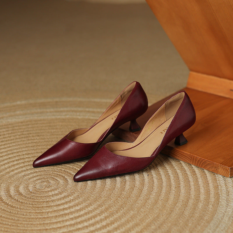 Women's Leather Kitten Heels
