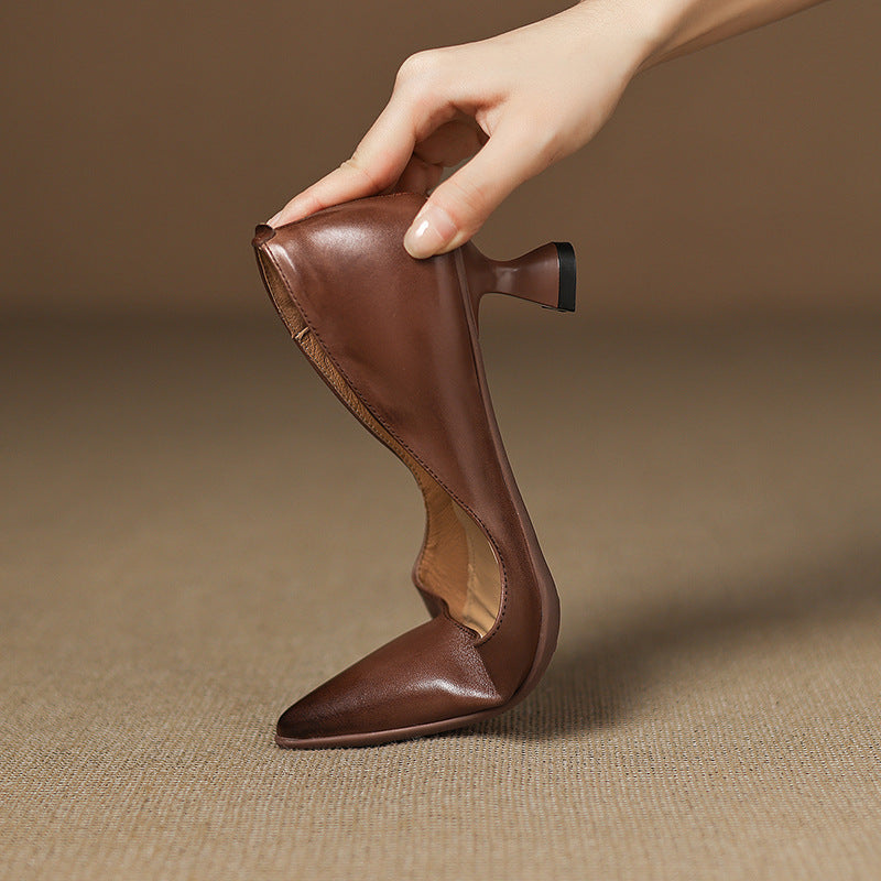 Women's Leather Kitten Heels
