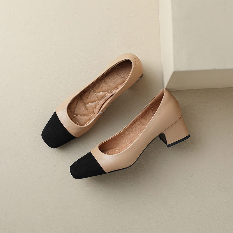 Women's Square-Toe Leather Pumps