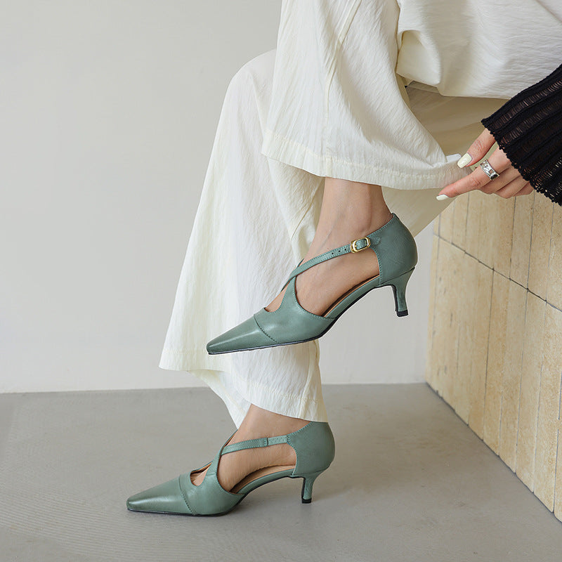 Women's Leather Mary-Jane Heels
