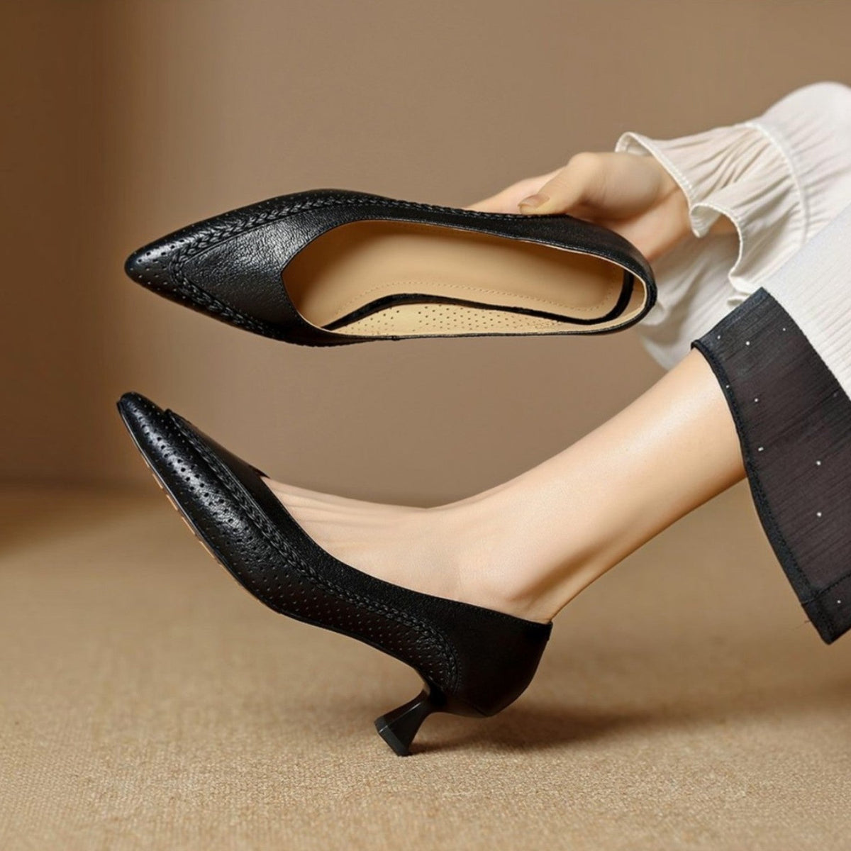 Women's Woven Leather Heels