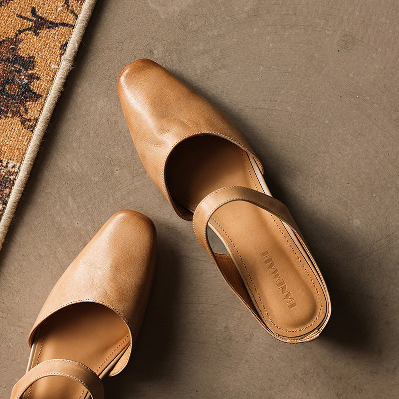 Women's Square-Toe Leather Mules