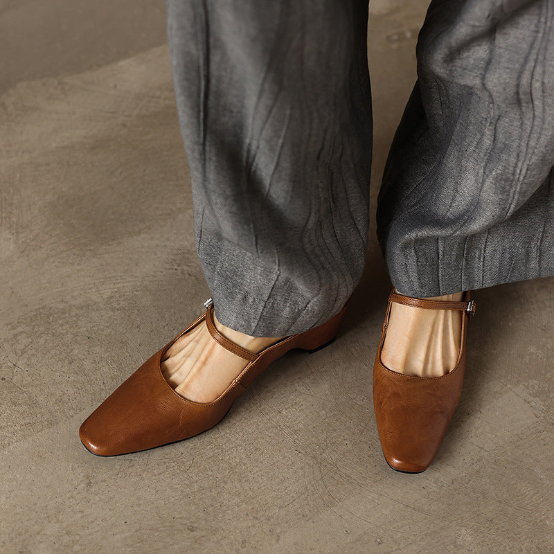 Women's Square-Toe Leather Mules