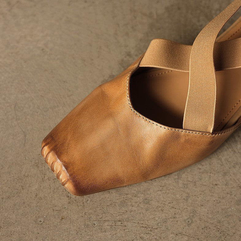 Women's Leather Cross-Strap Heels