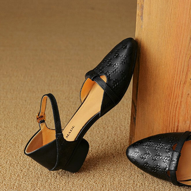Women's Woven Leather Mary-Janes