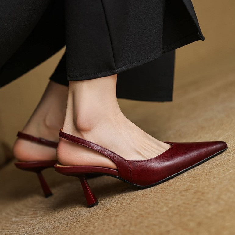 Women's Slingback Leather Heels