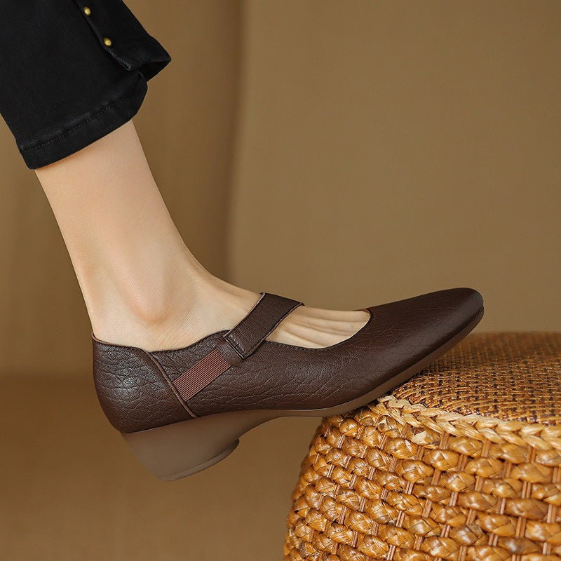 Women's Leather Mary-Jane Heels