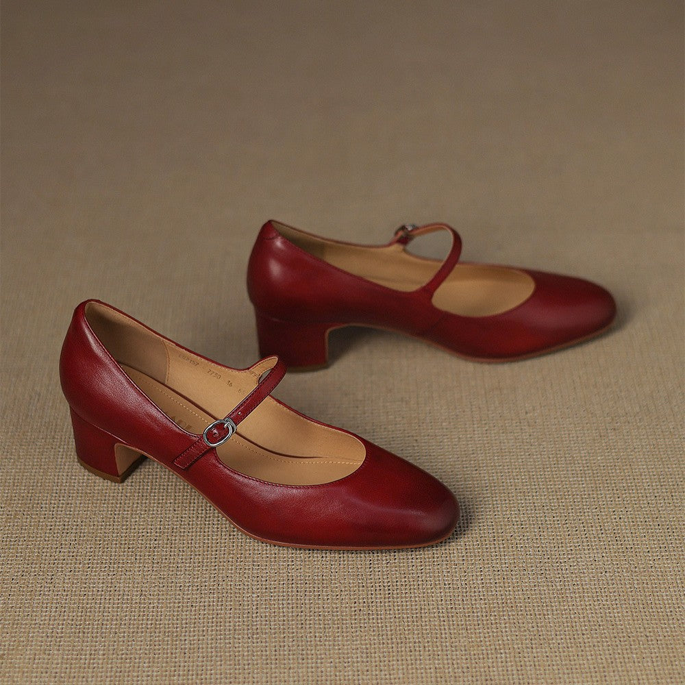 Women's Leather Block Heels