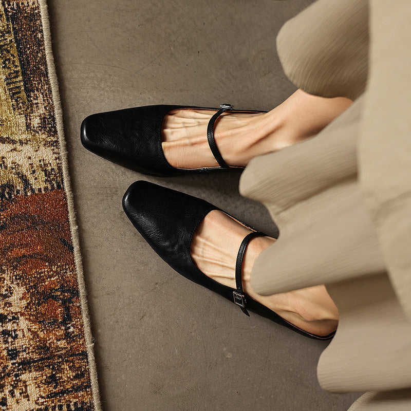 Women's Square-Toe Leather Mules