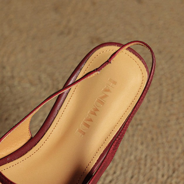 Women's Leather Slingback Mary Jane Flats