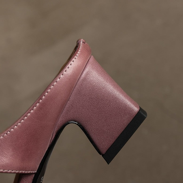 Women's T-Bar Leather Mules