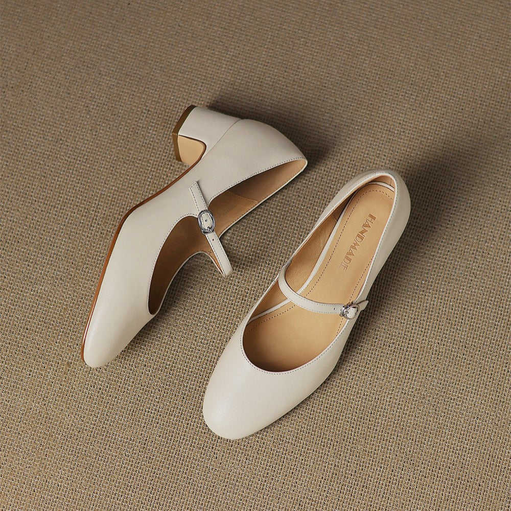 Women's Leather Block Heels