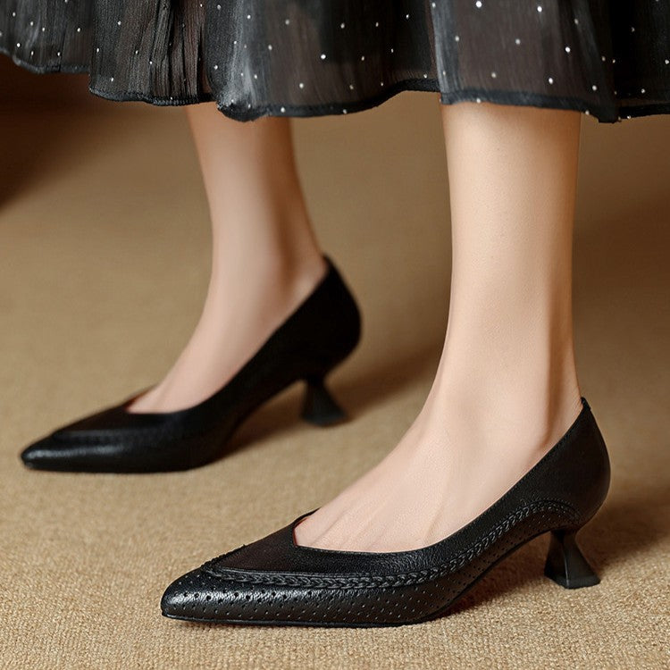 Women's Woven Leather Heels