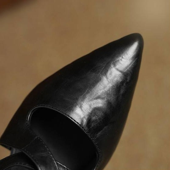 Women's Cross-Strap Leather Mules