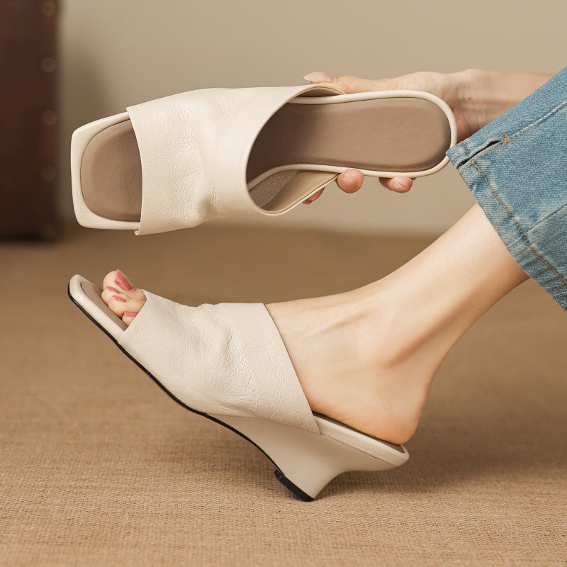 Women's Square-Toe Leather Mules