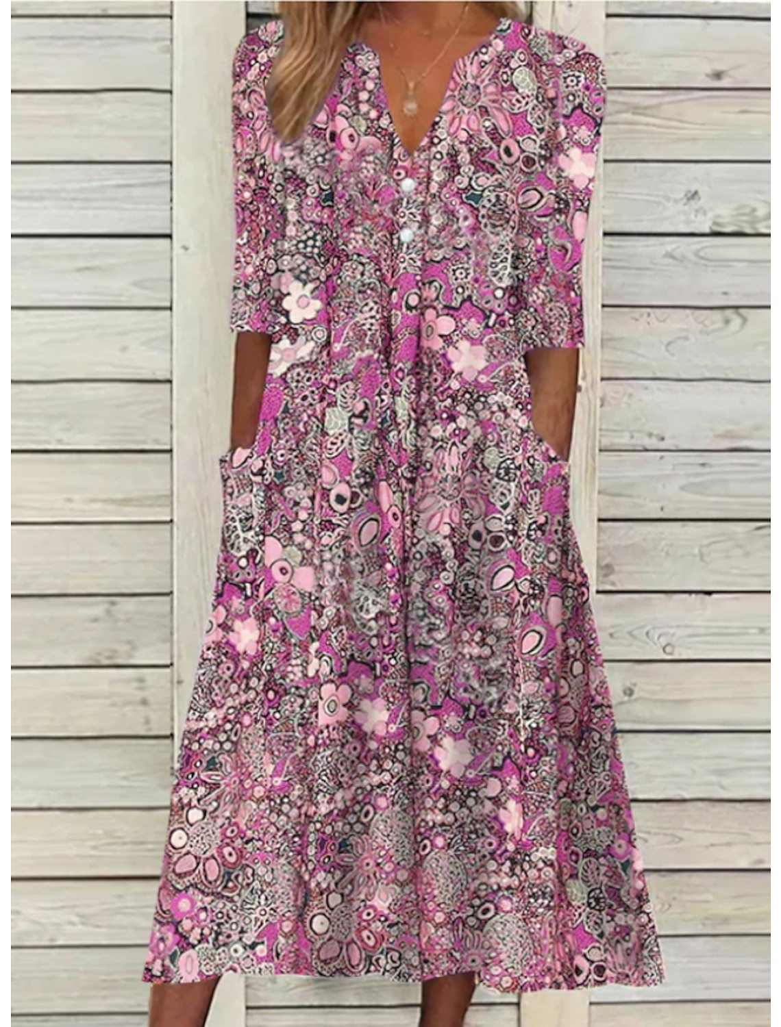Lucia™ | Bohemian Floral V-Neck Dress