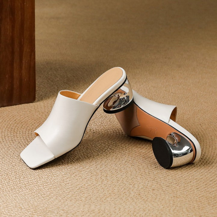 Women's Curve Leather Mule Heels