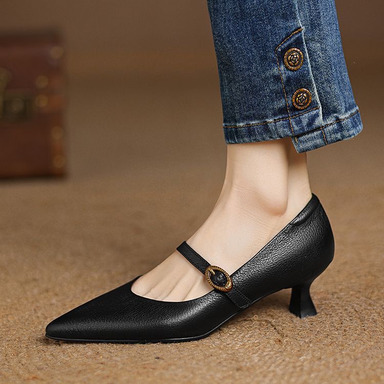 Women's Leather Kitten Heels