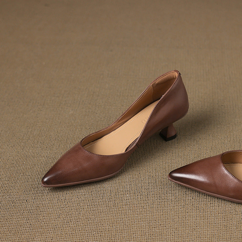 Women's Leather Kitten Heels