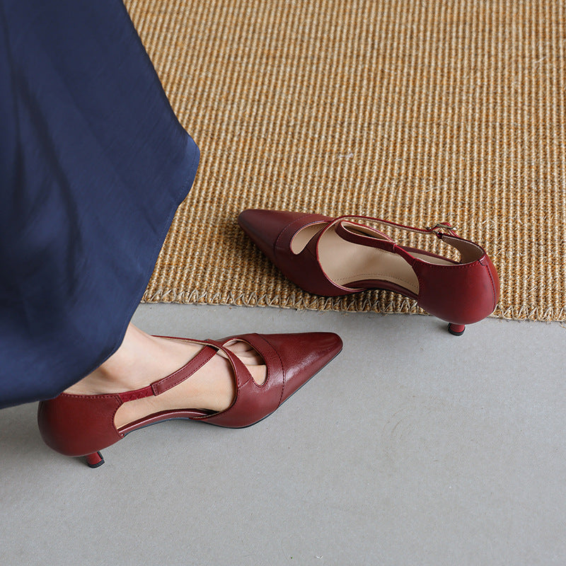 Women's Leather Mary-Jane Heels