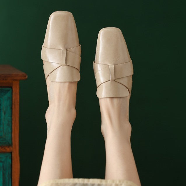 Women's Square Toe Leather Mules