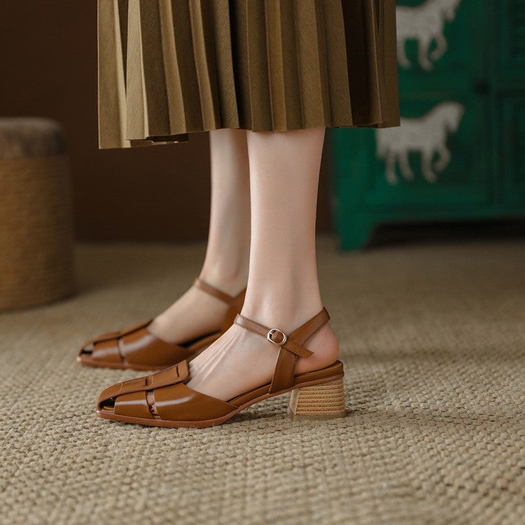 Women's Roman Leather Heels
