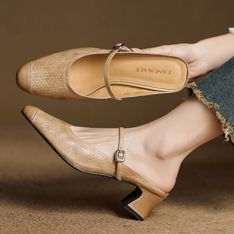 Women's Strap Leather Mules