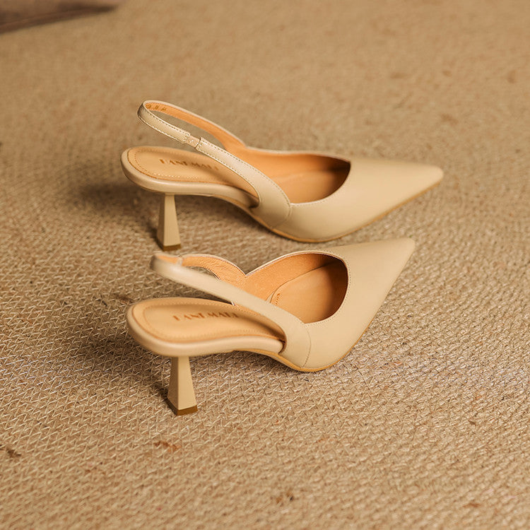 Women's Slingback Leather Heels