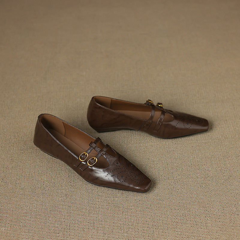 Avonley™ | Brogued Double-Strap Mary Jane Flat