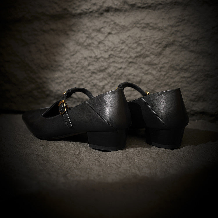 Women's T-Bar Leather Pumps
