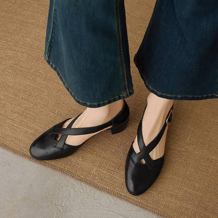 Women's Crossstrap Leather Heels