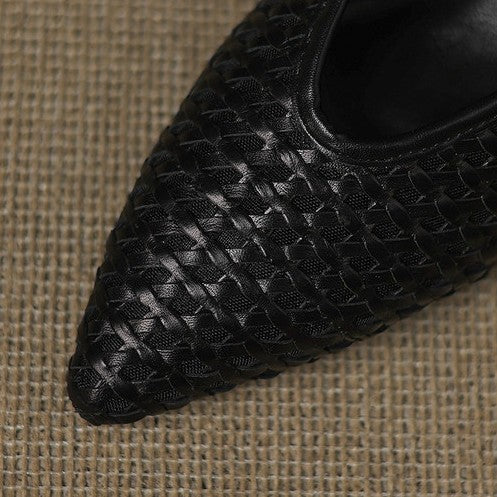 Women's Woven Leather Heel Mules