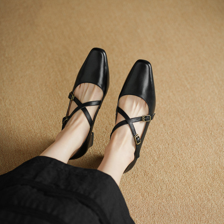 Women's Mary-Jane Leather Heels