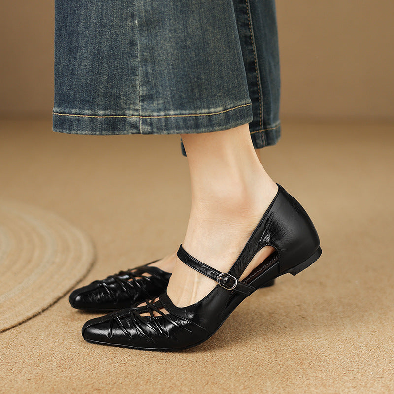 Clairvette™ | Pointed Lattice-Cut Mary Jane Flat