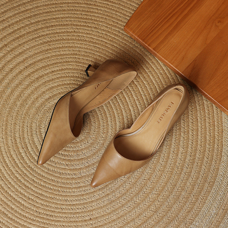 Women's Leather Kitten Heels