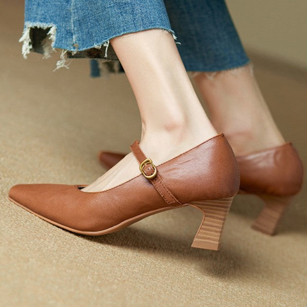 Women's Mary Jane Leather Pumps