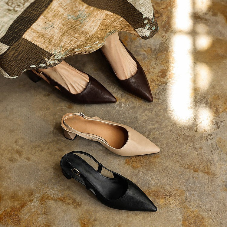 Women's Leather Slingback Heels