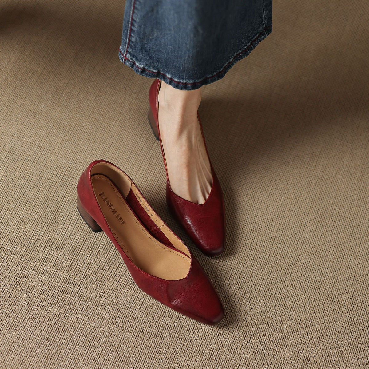 Women's Leather Square Pumps