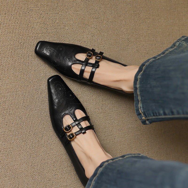 Avonley™ | Brogued Double-Strap Mary Jane Flat