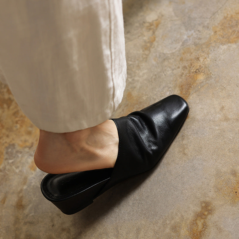Women's Square-Toe Leather Mules