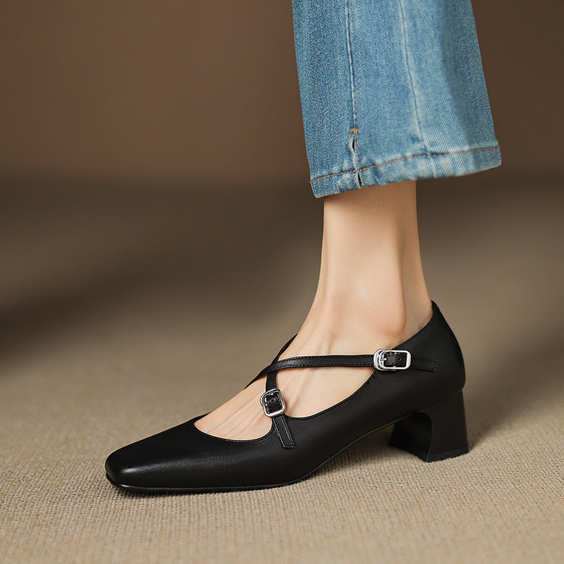 Women's Leather Kitten Heels