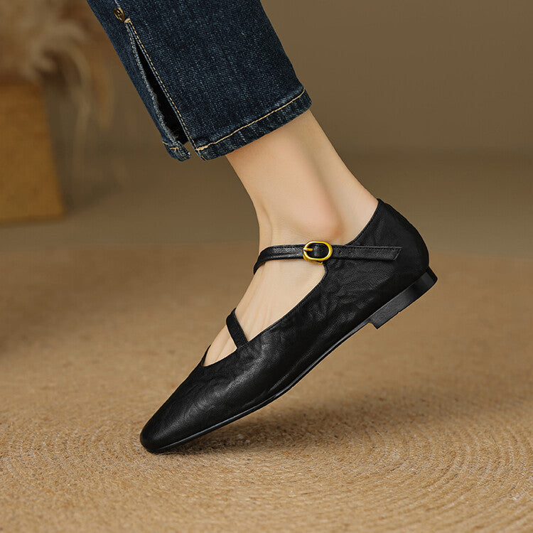Women's Strap Leather Mary-Jane