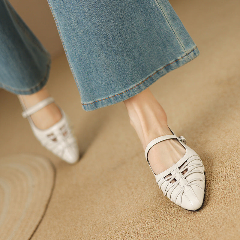 Clairvette™ | Pointed Lattice-Cut Mary Jane Flat