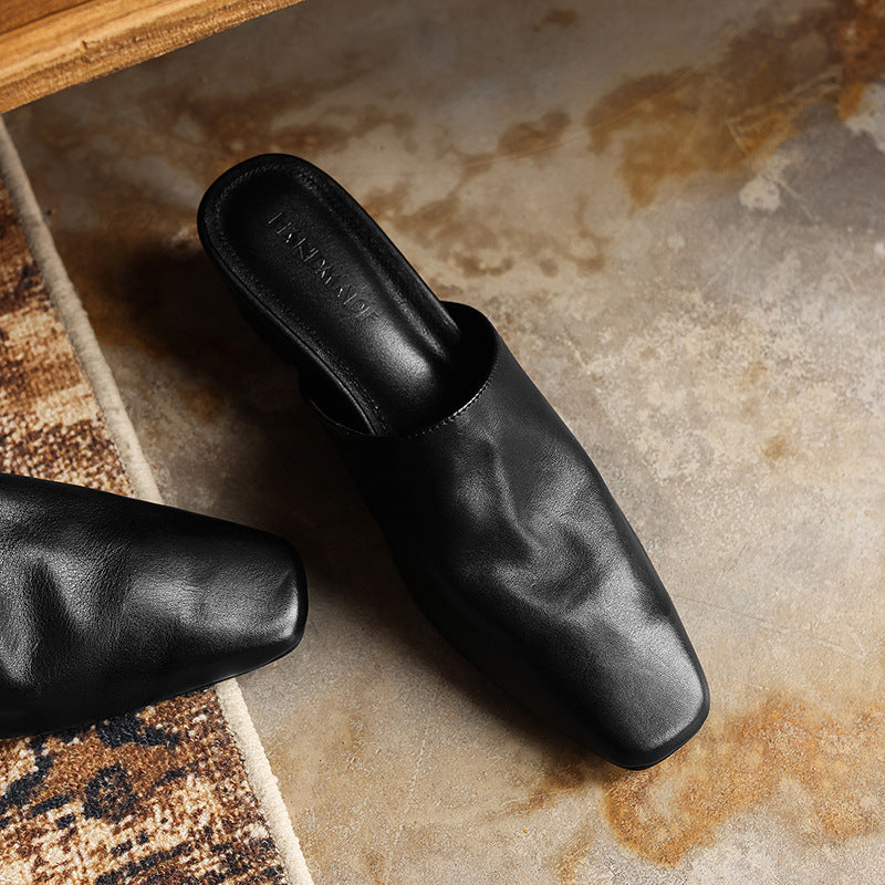 Women's Square-Toe Leather Mules