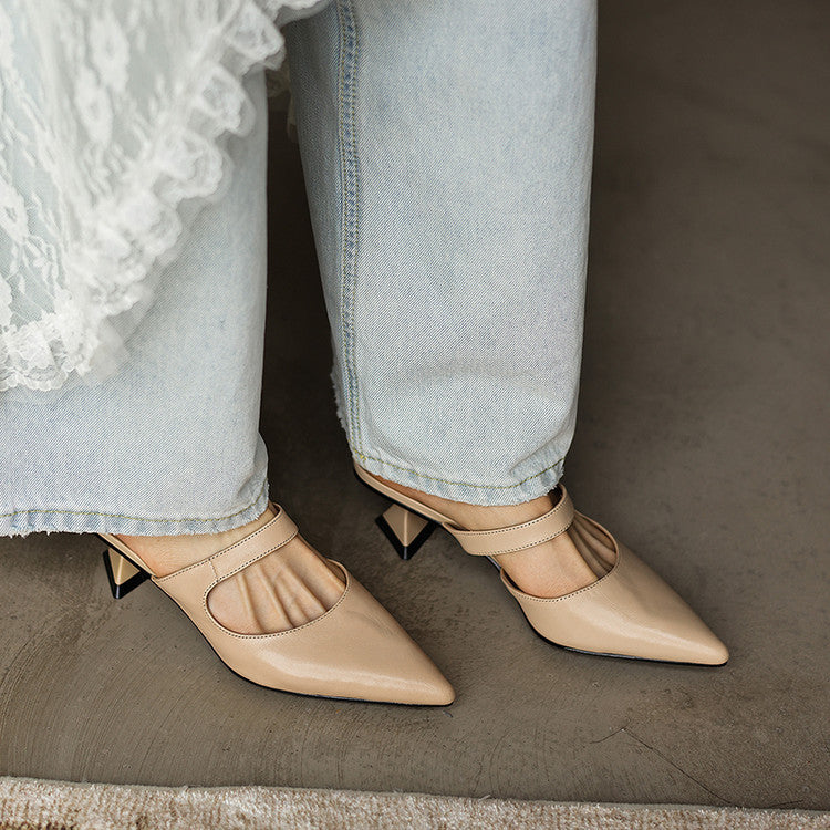Women's Strap Leather Mules